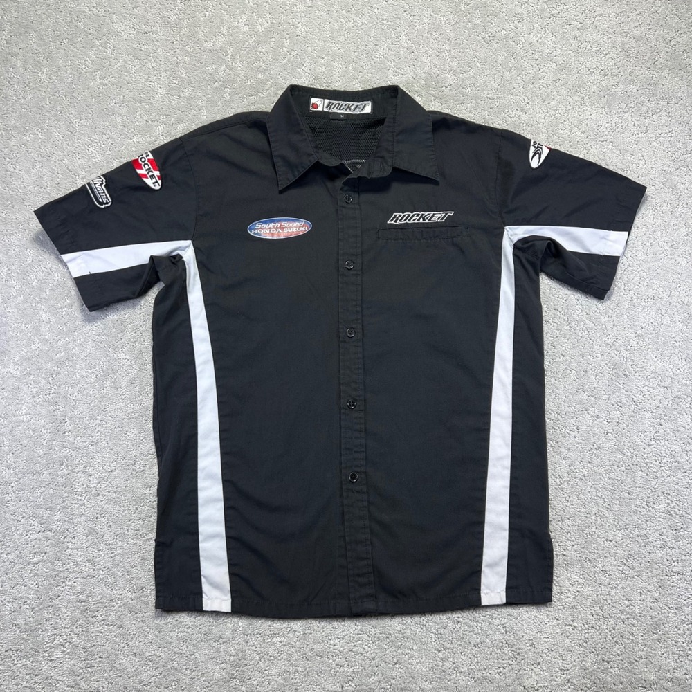 Joe‎ Rocket Shirt Mens Medium Black Motorcycle Racing Crew Shirt Honda Suzuki